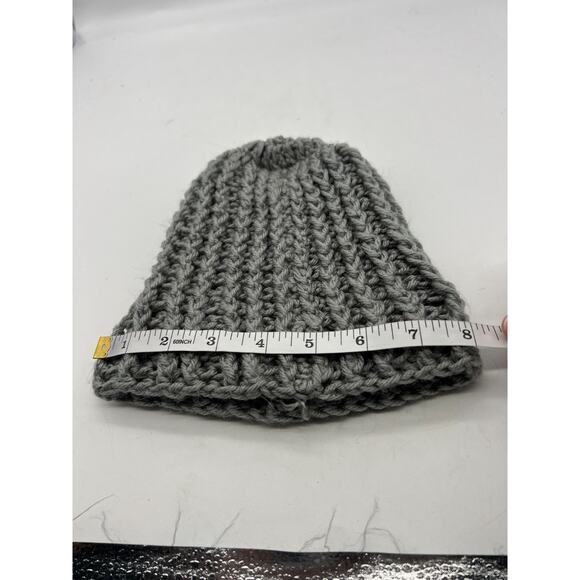 Chunky Knit Open Weave Gray Grey Beanie Knit Hat Outdoors Unisex XS - Picture 6 of 8